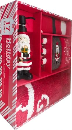 17-Piece Christmas Holiday Bathroom Accessory Set With | Resin Liquid Soap Pump| Bath Rug | Shower Curtain | 12 Curtain Hooks | 2 Hand Towels| Gift Box Set | Xmas Decor (Silly Santa) 17 17-Piece Christmas Holiday Bathroom Accessory Set With | Resin Liquid Soap Pump| Bath Rug | Shower Curtain | 12 Curtain Hooks | 2 Hand Towels| Gift Box Set | Xmas Decor (Silly Santa) -Xmas Lighting Shop 81EynVjQOqL. AC SL1500