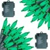 Twinkle Star LED Battery Operated Christmas Lights Mini String Lights, Waterproof Tree Lights With 8 Lighting Modes,Indoor Outdoor Patio Garden Party Wedding Christmas (Green, 50 Count-2 Pack)