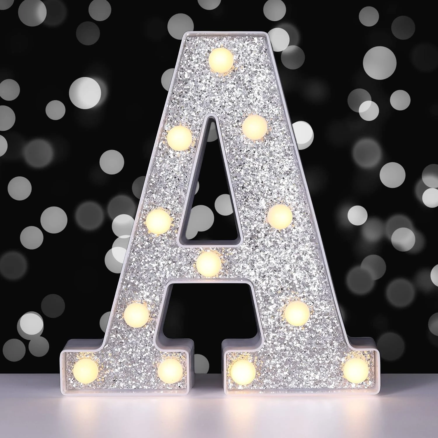 Foaky LED Letter Lights Sign Light Up Silver Letters Letter Sign For Night Light Birthday Party Battery Powered Christmas Lamp Girls Gifts Home Bar Decoration (A) 3 Foaky LED Letter Lights Sign Light Up Silver Letters Letter Sign For Night Light Birthday Party Battery Powered Christmas Lamp Girls Gifts Home Bar Decoration (A) - Image 3