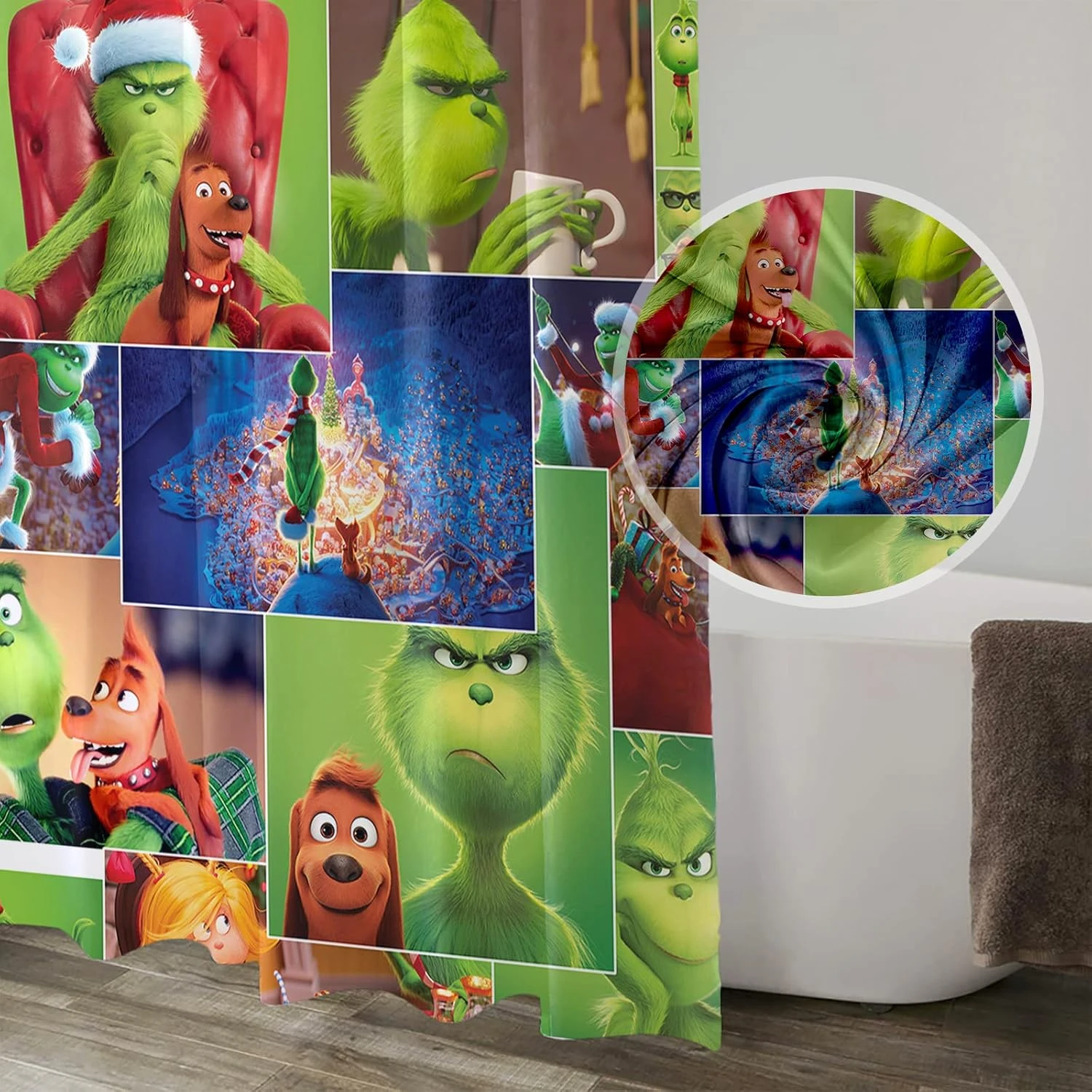 Dudfconh Christmas Shower Curtain Set With Rugs, Toilet Lid Cover Bath Mat ,Christmas Decoration Shower Curtain With 12 Hooks,65 X 70 Inches Waterproof Shower Curtain For Bathroom Set HO165P1 2 Dudfconh Christmas Shower Curtain Set With Rugs, Toilet Lid Cover Bath Mat ,Christmas Decoration Shower Curtain With 12 Hooks,65 X 70 Inches Waterproof Shower Curtain For Bathroom Set HO165P1 - Image 2