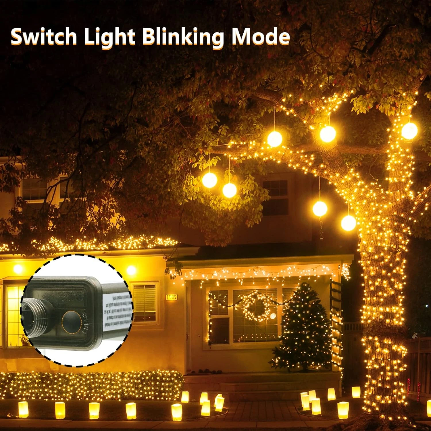 YAGOPAL 330ft 800 LED Christmas String Lights Indoor Outdoor Waterproof, Warm White Christmas Lights Clear Wire, 8 Modes Twinkle Lights Plug In For Tree Room Bedroom Wedding Decorations 5 YAGOPAL 330ft 800 LED Christmas String Lights Indoor Outdoor Waterproof, Warm White Christmas Lights Clear Wire, 8 Modes Twinkle Lights Plug In For Tree Room Bedroom Wedding Decorations - Image 5