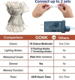 GONK Color Changing Led Christmas Lights,200 LED 66ft Plug In Powered Multicolor Christmas Tree Lights With Remote Control For Bedroom Party Indoor Outdoor Decorations-16 Colors -Xmas Lighting Shop 81Fv Pk2MvL. AC SL1500