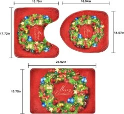 Uspring 4 Pcs Merry Christmas Shower Curtain Sets With Non-Slip Rug, Bath Mat, Toilet Lid And 12 Hooks, Xmas Wreath Ball Star Fir Leaves Shower Curtain For Christmas Decoration -Xmas Lighting Shop 81G4Y7dUvuL. AC SL1500
