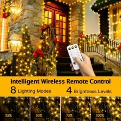DYLYNA Christmas Lights Outdoor, 500FT 1500 LED String Lights 8 Modes & Timer Christmas Tree Lights Plug In Green Wire IP67 Waterproof Fairy Light For Xmas House Yard Holiday Decorations(Warm White) -Xmas Lighting Shop 81GBeIXj6L. AC SL1500
