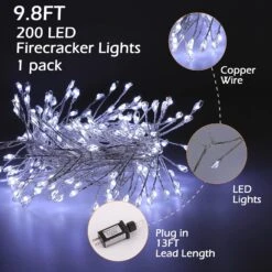 Fairy Lights Plug In, 10Feet 200 LEDs Firecracker String Lights With Remote, Christmas Lights Cluster Starry String Lights For Ceiling Bedroom Wreath Garland Window Christmas Decoration, Pure White -Xmas Lighting Shop 81GD3nIEVyL. AC SL1500