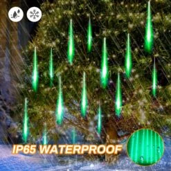 Allnice Meteor Shower Lights Falling Rain Lights Christmas Lights 30cm 8 Tube 192 LEDs Fairy String Lights For Halloween Christmas Wedding Tree Garden Home Outdoor Decoration (Green) -Xmas Lighting Shop 81GG98EeAvL. AC SL1001