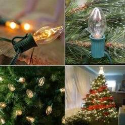 C7 Christmas String Lights-25Ft Vintage Clear Lights With 27 Clear Incandescent Bulbs (2 Spare), Outdoor String Lights For Christmas Party Backyard Wedding - Green Wire -Xmas Lighting Shop 81GGarSTMJL. AC SL1500