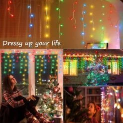 Oopswow Christmas Lights Outdoor Icicle Lights 300LED 33FT 8 Modes, Connectable Hanging Fairy String Lights With 30V UL Plug In For Valentine Wedding Party Eave Garden Wall Indoor Decor, Multicolor -Xmas Lighting Shop 81GVFILOLSL. AC SL1500