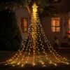 Bunny Chorus Christmas Decorations, 8 Modes 317 LED Outdoor Christmas Star Lights With 12" Topper Star, Waterfall Christmas Tree Lights For Christmas Décor, Holiday Decoration, Warm White