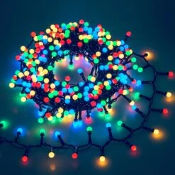 HEYFUNi Christmas Cluster Lights Outdoor,480LED 33FT Christmas Globe Lights Wiith 8 Modes Memory,Waterproof Plug In Tree Lights For Garland Patio Window Xmas Party Outside Decorations,Multicolor