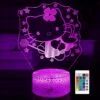 GYZLK Cat Night Light For Kids 3D Illusion Kitty Lamp, With Remote 7 Colors Dimmable Bedroom Decoration Lamp, Creative Gift For Girls Birthday Christmas
