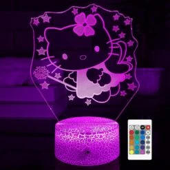 GYZLK Cat Night Light For Kids 3D Illusion Kitty Lamp, With Remote 7 Colors Dimmable Bedroom Decoration Lamp, Creative Gift For Girls Birthday Christmas