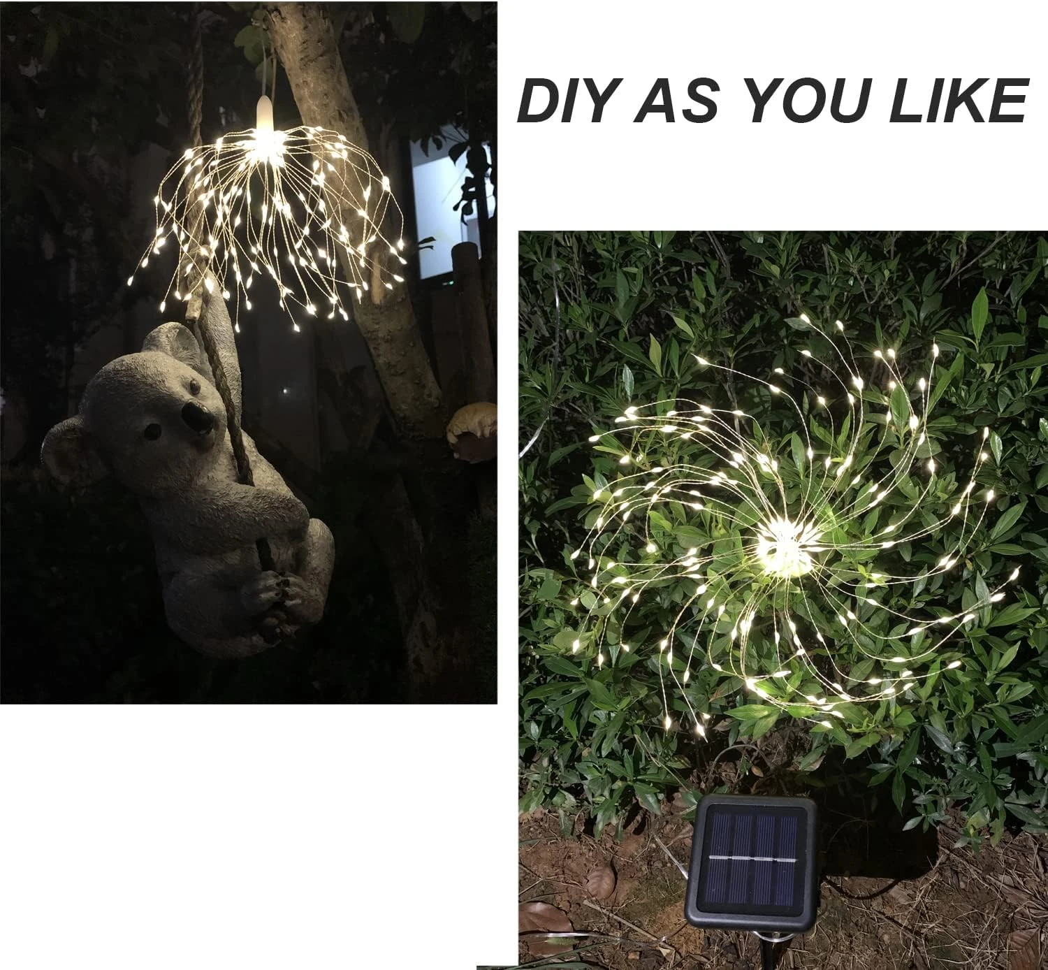 Crayfomo 200 LED Solar Starburst Light, Outdoor Chandelier Lights, 2 Pack Garden String Lights, 8 Modes Hanging Decorative Christmas Lights For Garden Patio Yard Path 5 Crayfomo 200 LED Solar Starburst Light, Outdoor Chandelier Lights, 2 Pack Garden String Lights, 8 Modes Hanging Decorative Christmas Lights For Garden Patio Yard Path - Image 5