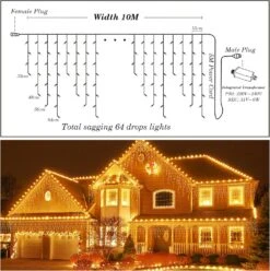 Ghope Christmas Icicle Lights Outdoor, 400 LED 32.8ft 8 Modes Timer IP44 Waterproof Fairy String Light With 64 Drops, Christmas Lights For Christmas Decorations ,Holiday, Party, Wedding, Eaves -Xmas Lighting Shop 81H8g3kMKZL. AC SL1500