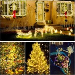 YAOZHOU Solar String Lights Outdoor Waterproof Warm White 2Pack Total 200LED 66Ft 8 Modes Copper String Lights Fairy Lights For Christmas Garden, Patio, Fence, Balcony, Outdoors -Xmas Lighting Shop 81H9rV12ScL. AC SL1500