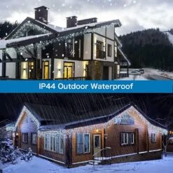 32.8ft 400 LED Icicle String Lights, 8 Modes Waterproof Icicle Christmas Lights Outdoor With Memory Function, Curtain Fairy Lights Hanging Decor For Home, Party, Wedding, Christmas (Cool White) -Xmas Lighting Shop 81HM87u44fL. AC SL1500