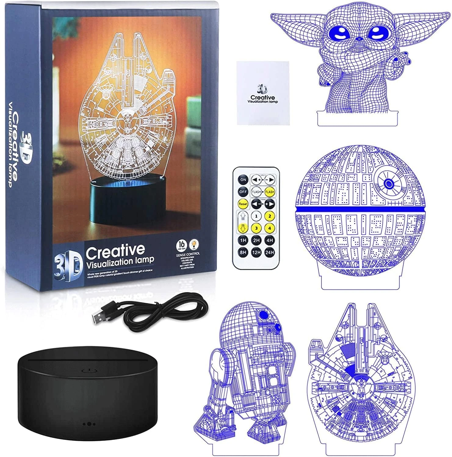 3D Illusion Star Wars Night Light,4 Pattern With Timing Function Star Wars Toys LED Night Lamp For Room Decor,Great Birthday Christmas Gifts For Star Wars Fans Boys Girls Men 7 3D Illusion Star Wars Night Light,4 Pattern With Timing Function Star Wars Toys LED Night Lamp For Room Decor,Great Birthday Christmas Gifts For Star Wars Fans Boys Girls Men - Image 7