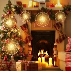 Techip 4 Pcs 225Led Starburst Lights Battery Operated Fairy Lights Copper Wire With Remote 8 Modes Wedding Hanging String Lights Christmas Decorative Lights Outdoor Indoor Decoration,Warm White -Xmas Lighting Shop 81Hw4kbZUvL. AC SL1500