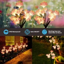 Solar Flowers Decorative Lights Outdoor Garden, 3 Pack 36 Vibrant Camellia Lights With 1 Big Solar Powered Panel, Waterproof 2 Lighting Modes For Garden Lawn Yard Pathway Patio Party Christmas Decor -Xmas Lighting Shop 81I9oQRmMRL. AC SL1500