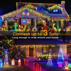 Ollny Icicle Christmas Lights Outdoor 486LED 40FT - 8 Modes Timer Waterproof Connectable Fairy String Lights, Remote Plug In For House Yard Patio Indoor Outside Christmas Decorations - Red And Green -Xmas Lighting Shop 81IOw1UcaBL. AC SL1500