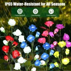 BBTO 8 Pieces Solar Flowers Lights Solar Rose Lights Waterproof Outdoor Garden 6 Colors Solar Pathway Lights With Stake For Yard Walkway Patio Lawn Walkway Christmas Party Decorations -Xmas Lighting Shop 81IpUmzIstL. AC SL1500