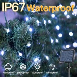 Ollny Solar Christmas Lights, Solar Outdoor String Lights, 2 Pack 80FT/240LED IP67 Waterproof Solar Fairy Lights, 8 Lighting Modes With 3 Timer, For Patio, Balcony, Garden, Wedding(Cool White) -Xmas Lighting Shop 81IzN8XerL. AC SL1500