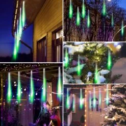 Allnice Meteor Shower Lights Falling Rain Lights Christmas Lights 30cm 8 Tube 192 LEDs Fairy String Lights For Halloween Christmas Wedding Tree Garden Home Outdoor Decoration (Green) -Xmas Lighting Shop 81JEmqEQNL. AC SL1200
