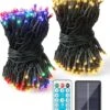 Acina 2 Pack Each 250 LED 85FT 8Modes Solar Powered String Lights Outdoor Waterproof, Solar Christmas Tree Lights Green Wire For Birthday Party Wedding Garden Patio Yard(Warm White & Multiple Colors)
