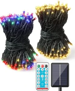 Acina 2 Pack Each 250 LED 85FT 8Modes Solar Powered String Lights Outdoor Waterproof, Solar Christmas Tree Lights Green Wire For Birthday Party Wedding Garden Patio Yard(Warm White & Multiple Colors)