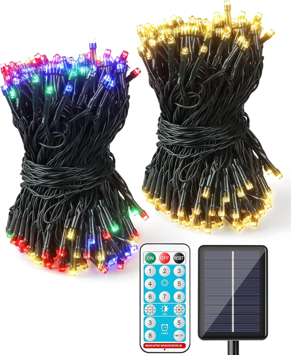 Acina 2 Pack Each 250 LED 85FT 8Modes Solar Powered String Lights Outdoor Waterproof, Solar Christmas Tree Lights Green Wire For Birthday Party Wedding Garden Patio Yard(Warm White & Multiple Colors) 1 Acina 2 Pack Each 250 LED 85FT 8Modes Solar Powered String Lights Outdoor Waterproof, Solar Christmas Tree Lights Green Wire For Birthday Party Wedding Garden Patio Yard(Warm White & Multiple Colors)