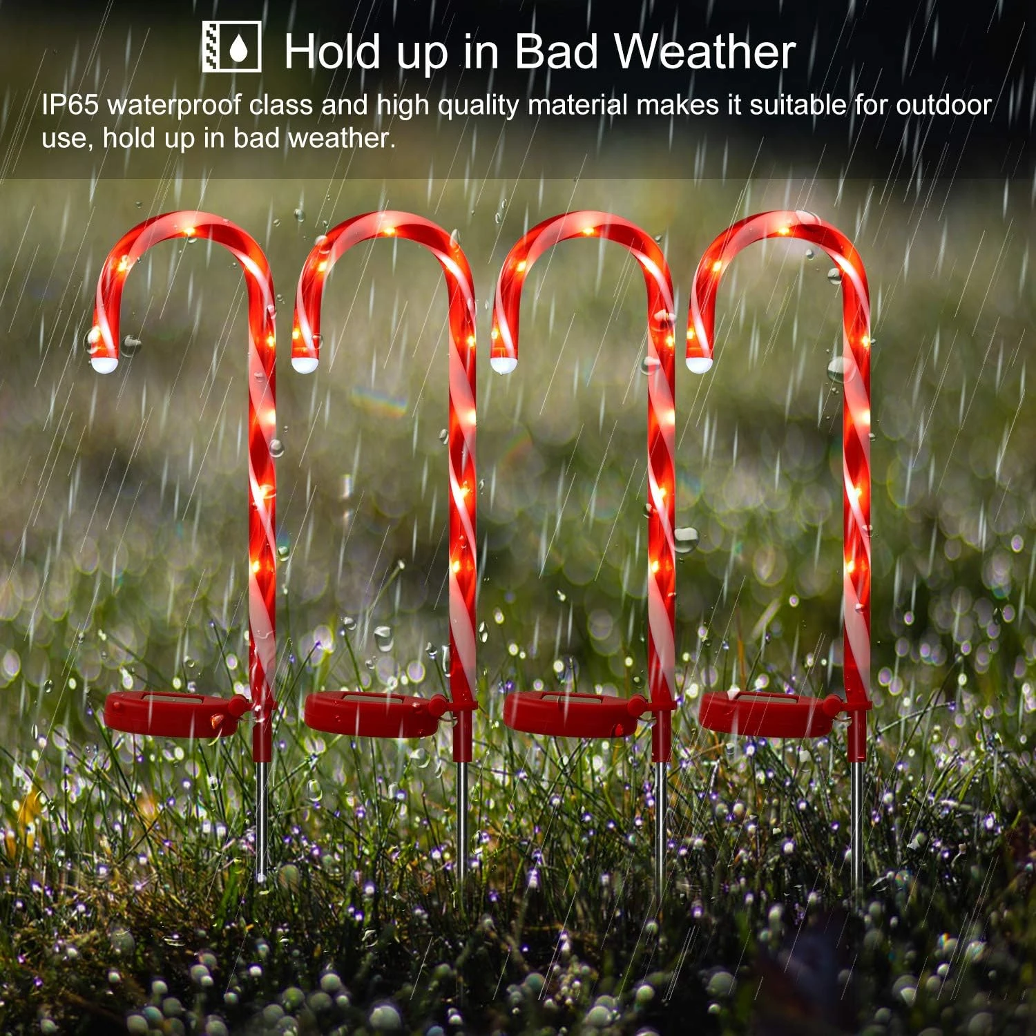 Doingart Candy Cane Solar Lights Christams Ourdoor Decoration Clearance - 4 Pack Outdoor Candy Cane Stakes With Built-in LED Lights For Pathway Walkway Christmas Decorations, 23 Inch 5 Doingart Candy Cane Solar Lights Christams Ourdoor Decoration Clearance - 4 Pack Outdoor Candy Cane Stakes With Built-in LED Lights For Pathway Walkway Christmas Decorations, 23 Inch - Image 5