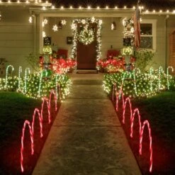 LAMPHOME 17''160 LED (10x16LED) Twinkle Arch Lawn Stake Light , Set Of 10 Candy Cane Arch Outdoor Christmas Pathway Markers (RED+White) -Xmas Lighting Shop 81Js3ImjpkL. AC SL1500