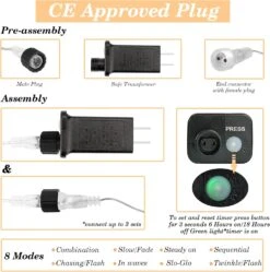 Ghope Christmas Icicle Lights Outdoor, 400 LED 32.8ft 8 Modes Timer IP44 Waterproof Fairy String Light With 64 Drops, Christmas Lights For Christmas Decorations ,Holiday, Party, Wedding, Eaves -Xmas Lighting Shop 81KXr2wVzQL. AC SL1500