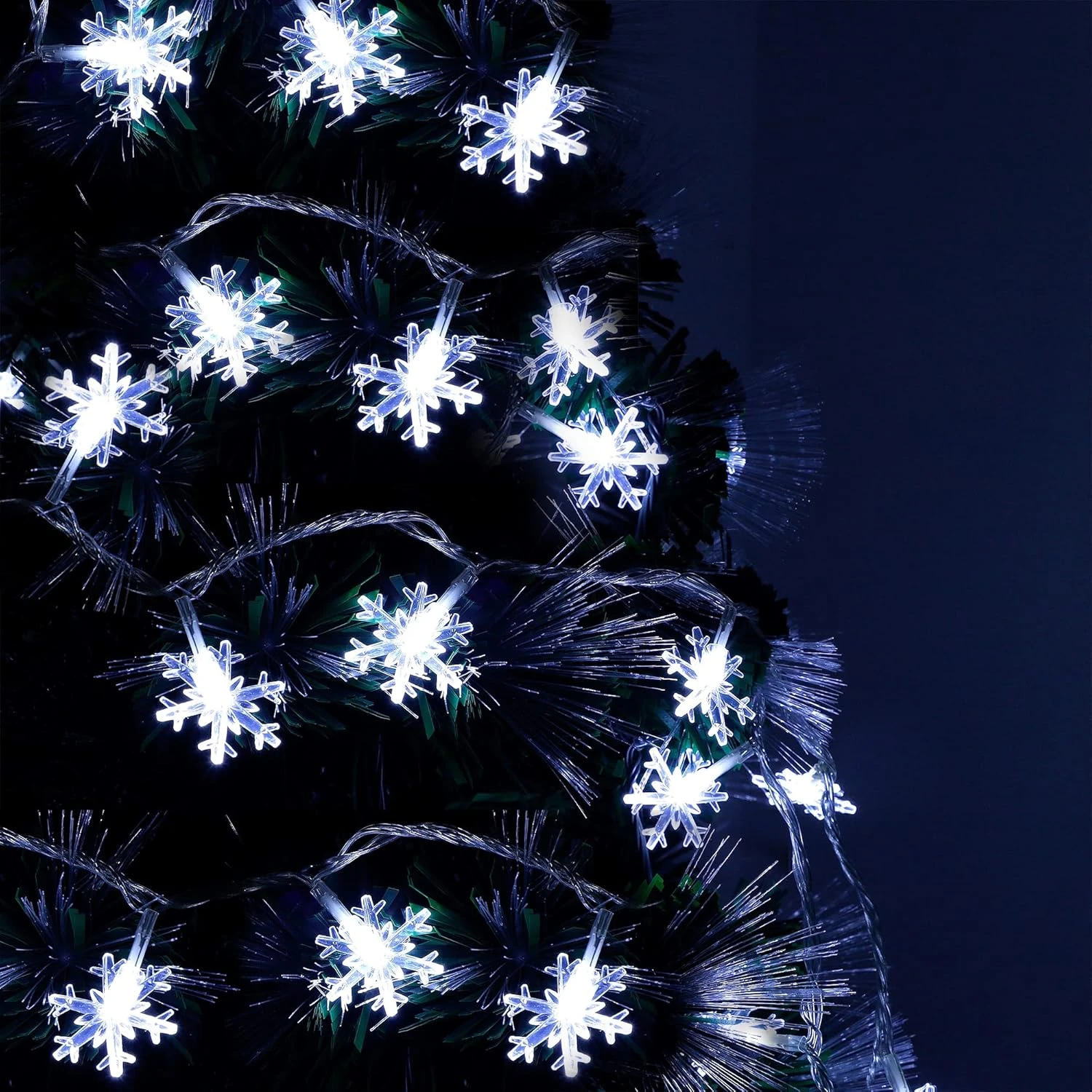 Twinkle Star 100 LED Christmas Snowflake String Lights, 49 FT Plug In Fairy Light Waterproof, Extendable For Indoor Outdoor Holiday Wedding Party, Xmas Tree, New Year, Garden Decorations (White) 2 Twinkle Star 100 LED Christmas Snowflake String Lights, 49 FT Plug In Fairy Light Waterproof, Extendable For Indoor Outdoor Holiday Wedding Party, Xmas Tree, New Year, Garden Decorations (White) - Image 2