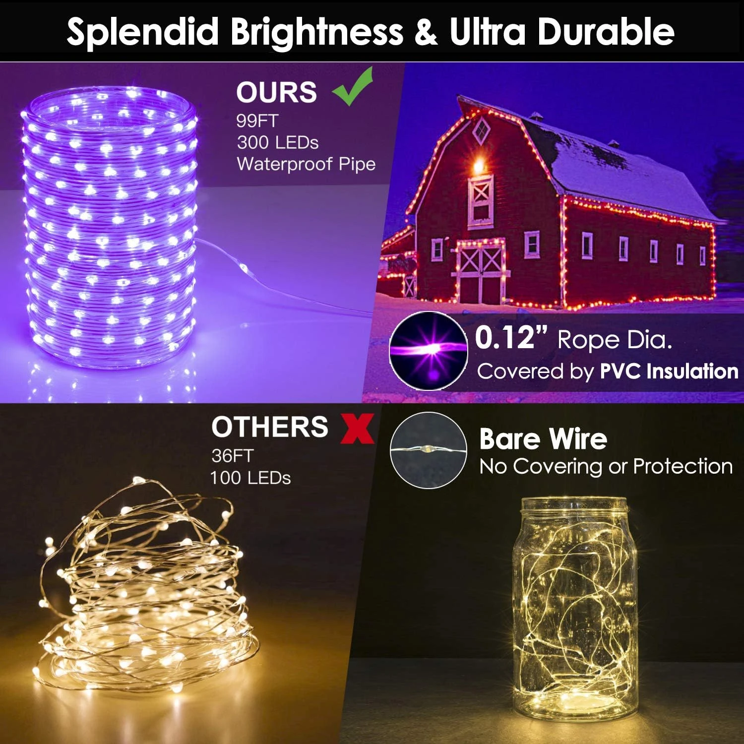 Mlambert 99Ft LED Rope Lights Outdoor, 16 Colors RGB Remote Control Fairy String Lights Plug In With 300 LEDs, Waterproof, Super Durable For Bedroom Patio Halloween Christmas Tree Garden Yard Decor 4 Mlambert 99Ft LED Rope Lights Outdoor, 16 Colors RGB Remote Control Fairy String Lights Plug In With 300 LEDs, Waterproof, Super Durable For Bedroom Patio Halloween Christmas Tree Garden Yard Decor - Image 4