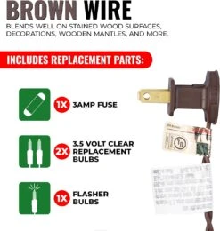 612 Vermont 35 Clear Mini Christmas String Lights On Brown Wire Cord, UL Approved For Indoor Use Only, 9 Foot Of Lighted Length, 10 Foot Of Total Length -Xmas Lighting Shop 81LsMkGtNDL. AC SL1500
