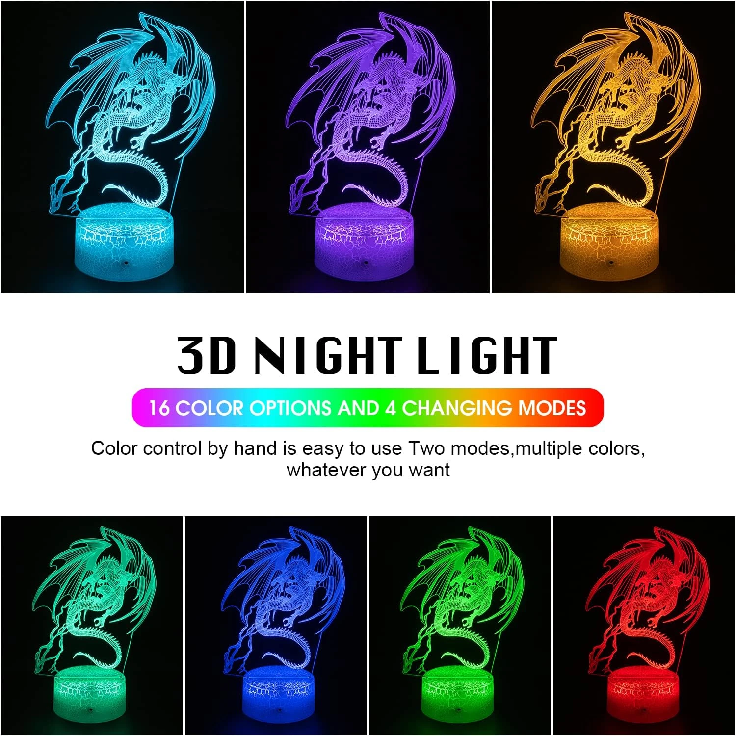 Uyeyuy Dragon Lamp, Dragon Toys Dinosaur Night Light For Boys,16 Colors Dimmable Remote Control Smart Dragon Light, Best Christmas Birthday Dragon Gifts For 3-12 Year Old Boy Girl Kids 2 Uyeyuy Dragon Lamp, Dragon Toys Dinosaur Night Light For Boys,16 Colors Dimmable Remote Control Smart Dragon Light, Best Christmas Birthday Dragon Gifts For 3-12 Year Old Boy Girl Kids - Image 2