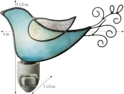 Bird Night Light Christmas Decorative Accent Lite Wall Plug In Nightlight Bedroom Bathroom Nursery Kitchen Blue Green Stained Glass Home Décor J Devlin NTL 188 -Xmas Lighting Shop 81M isfOPmL. AC SL1500