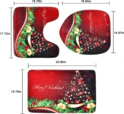 Uspring 4 Pcs Merry Christmas Shower Curtain Sets With Non-Slip Rugs, Bath Mat, Toilet Lid Cover And 12 Hooks, Xmas Tree Ball Snowflake Red Shower Curtain For Christmas Decoration 13 Uspring 4 Pcs Merry Christmas Shower Curtain Sets With Non-Slip Rugs, Bath Mat, Toilet Lid Cover And 12 Hooks, Xmas Tree Ball Snowflake Red Shower Curtain For Christmas Decoration -Xmas Lighting Shop 81M8AqJ6AbL. AC SL1500