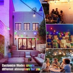 SHINE HAI 2-Pack 48FT Outdoor RGB String Lights, Cafe LED String Light With 30+5 Shatterproof Edison Bulb Dimmable, Commercial Light String For Patio Backyard Christmas Party, 2 Remote, 96FT -Xmas Lighting Shop 81M9hxqNgrL. AC SL1500