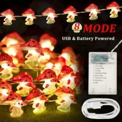 Mushroom Decor Lights 10 Ft 40 LEDs Mushroom Lights Battery Powered Mushroom Night String Lights With 8 Lighting Modes Remote Timer For Bedroom Winter Christmas Party Decoration -Xmas Lighting Shop 81MJd4OY4BL. AC SL1500