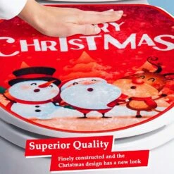 Dinaso 3 Pcs Merry Christmas Bathroom Decorations Set Snowman Christmas Bathroom Rugs Non-Slip Toilet Seat Cover And Bath Mats Xmas Santa Reindeer Snowmen Bathroom Decor (Red) -Xmas Lighting Shop 81MOR0tDj9L. AC SL1500