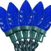 C9 Christmas Lights, 50 LEDs 24.5FT Faceted String Lights Connectable Commercial Grade Indoor Outdoor, 120V UL Certified Xmas Strawberry Tree Light Strand For Halloween Garden Patio Parties, Blue