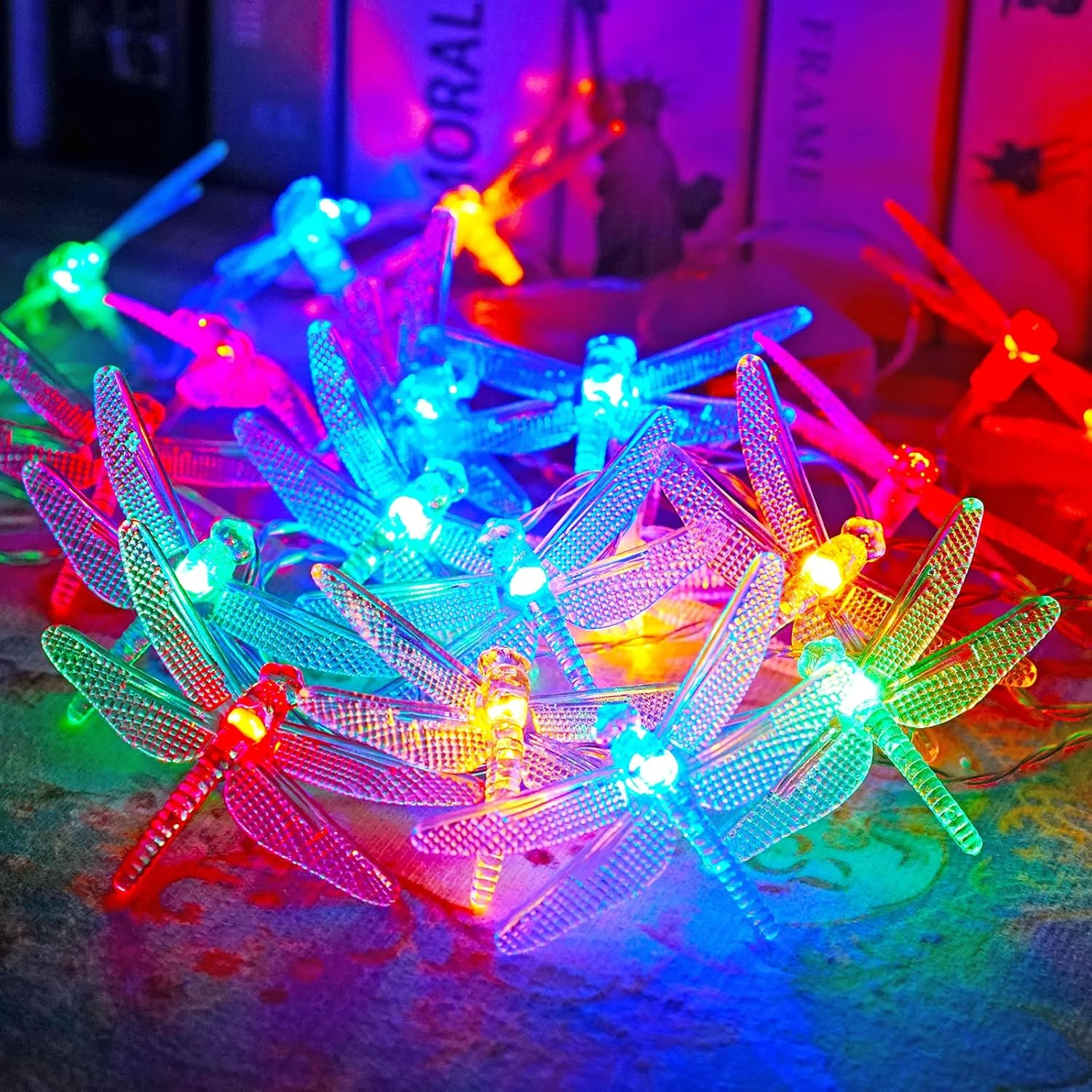 Dragonfly Starry String Lights 10ft 20 LED Decorative Twinkle Fairy Lighting Strand Battery Powered With 2 Modes For Bedroom Wedding Birthday Party Christmas Decor (Multi-Colored) 7 Dragonfly Starry String Lights 10ft 20 LED Decorative Twinkle Fairy Lighting Strand Battery Powered With 2 Modes For Bedroom Wedding Birthday Party Christmas Decor (Multi-Colored) - Image 7