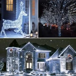 Hopolon 100LED White Christmas String Lights, 33ft Extendable Christmas Lights Outdoor Waterproof, 8 Modes LED White String Lights Indoor For Tree Wedding Party Garden Patio Decoration -Xmas Lighting Shop 81N2mYHj7LL. AC SL1500