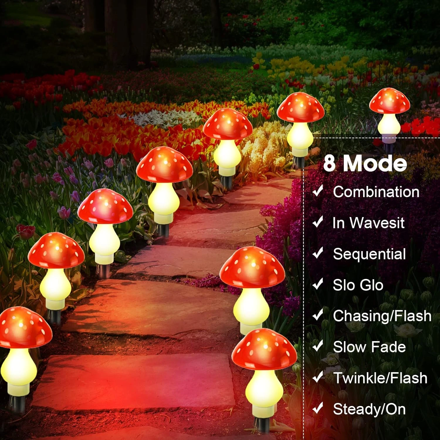 12 Pcs Outdoor Solar LED Mushroom Lamp Cute Mushroom Light Mushroom Solar Lights 8 Modes Waterproof Garden Lamp Outside Decor For Christmas Halloween Garden Yard Patio Pathway Lawn (Red) 3 12 Pcs Outdoor Solar LED Mushroom Lamp Cute Mushroom Light Mushroom Solar Lights 8 Modes Waterproof Garden Lamp Outside Decor For Christmas Halloween Garden Yard Patio Pathway Lawn (Red) - Image 3