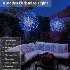 360 LED Hanging Starburst Sphere Lights 2 Pack Battery Operated Firework Light Remote Control 8 Mode Waterproof Silver Wire Fairy Light Chandelier For Gazebo Girl Gift Christmas Indoor Outdoor Decor 9 360 LED Hanging Starburst Sphere Lights 2 Pack Battery Operated Firework Light Remote Control 8 Mode Waterproof Silver Wire Fairy Light Chandelier For Gazebo Girl Gift Christmas Indoor Outdoor Decor -Xmas Lighting Shop 81N8BLKGzYL. AC SL1500