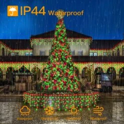 Ollny Icicle Christmas Lights Outdoor 486LED 40FT - 8 Modes Timer Waterproof Connectable Fairy String Lights, Remote Plug In For House Yard Patio Indoor Outside Christmas Decorations - Red And Green -Xmas Lighting Shop 81NKvYtWXQL. AC SL1500