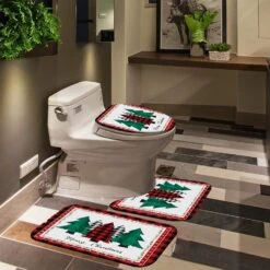 Christmas Tree Shower Curtain Set, Merry Christmas Bathroom Sets With Shower Curtain And Rugs, Winter Holiday Xmas Bathroom Decor Set (Colorful Tree) -Xmas Lighting Shop 81NX qqfOgL. AC SL1500