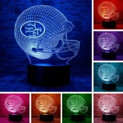 Cute American Football Rugby Competition Football Helmet Shape 3D LED Bedroom Decor Sleep Table Lamp With Remote 7 Colors Visual Night Light Birthday Christmas Gifts For Kids,sf Fans, Men, Women